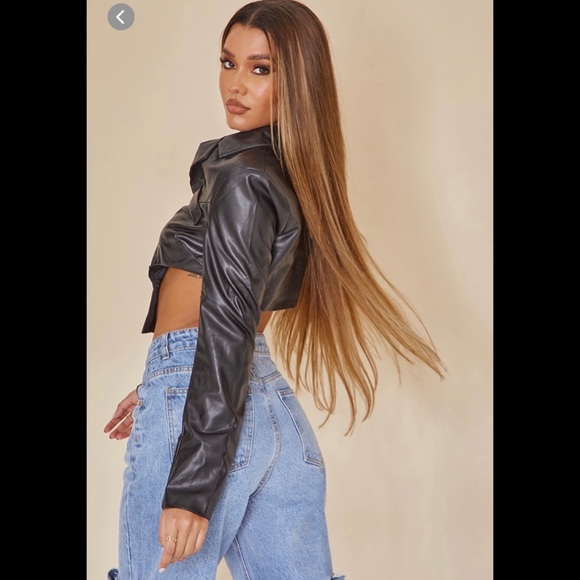 PrettyLittleThing Jackets & Coats Plt Cropped Leather Jacket Nwt